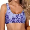 Sporty Tank Bikini Top Removable Pads For Women-Blue Tie Dye