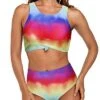 Crop Top Swimsuits Sporty Two Piece Swimsuits-Color Tie Dye