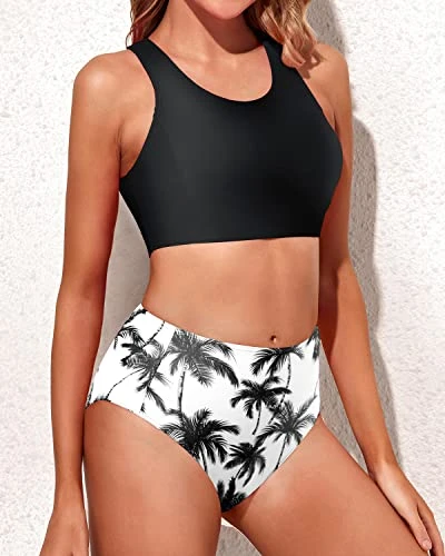 Sporty Two Piece Bikini Set For Teen Girls High Waisted Swimsuits - Image 2