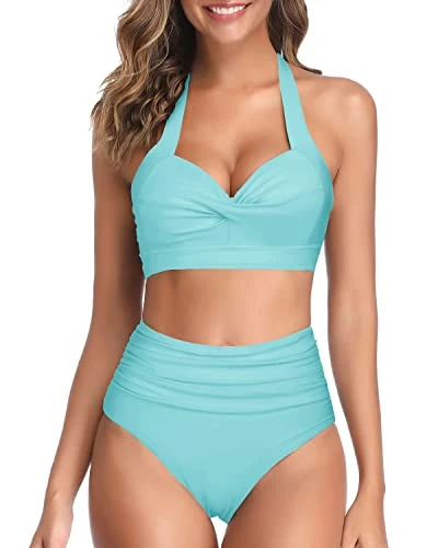 Padded Push Up Bra Adjustable Straps Bikini Sets For Women-Mint Green