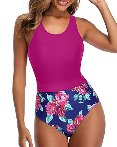 Sexy Monokini For Women Tummy Control Cutout Monokini-Pink Floral - Image 3