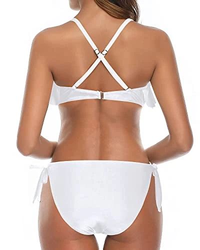 Cross Back Two Piece Bathing Suit For Women Flounce Bikini Set - Image 2