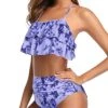 Flattering Two Piece Swimsuit For Summer Vacation-Blue Tie Dye
