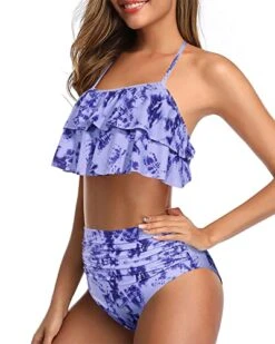 Flattering Two Piece Swimsuit For Summer Vacation-Blue Tie Dye