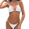 2 Piece String Triangle Bikini Set Push Up Halter Top For Women-White