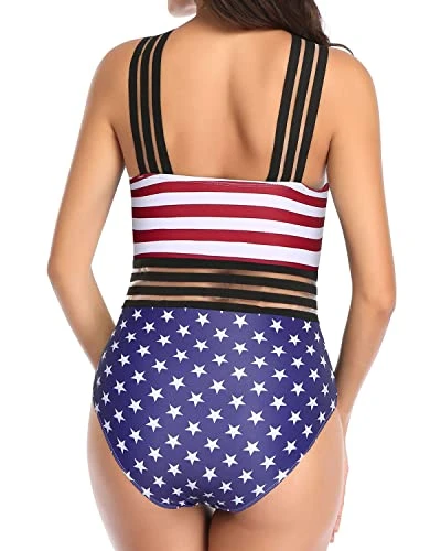 Bathing Suit Front Crossover Swimwear Crisscross One Piece Swimsuit-National Flag - Image 4