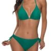 Padded Top Women Two Piece Halter Bikini-Teal
