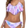 Cross Back Bathing Suit Ruffled Bikini For Women-Color Tie Dye