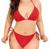 Women's Charming Halter Plus Size String Triangle Bikini-Red