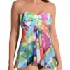 Two Piece Flyaway Strapless Bandeau Tankini Swimsuit For Women-Color Tie Dye