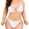 2 Piece Plus Size Triangle Bikini Set Side Tie For Women-White