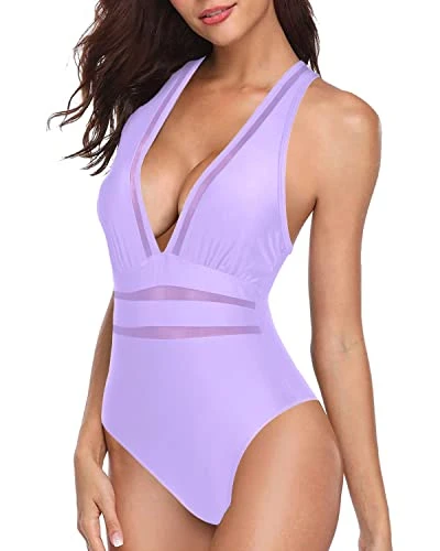 Sexy Hollow Out One Piece Swimsuits For Women Plunge V Neck Monokini - Image 3