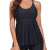 2 Piece Tummy Control Tankini Boyshorts Swimsuit-Black