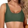 Women's Scoop Neck Sports Bra Bikini Top-Olive Green