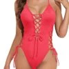 Open Back Sexy One Piece Swimsuit For Women-Neon Red