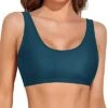 Scoop Neck Sports Bra Bikini Top For Teen Girls-Teal