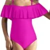 Adjustable Removable Strap Off Shoulder One Piece Swimsuit-Purple