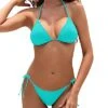 Women's Two Piece Halter String Bikini Set Brazilian Bottom-Aqua