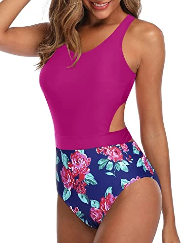 Sexy Monokini For Women Tummy Control Cutout Monokini-Pink Floral