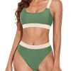 Flattering High Waist Bikini Women's Scoop Neck Sport Bathing Suits