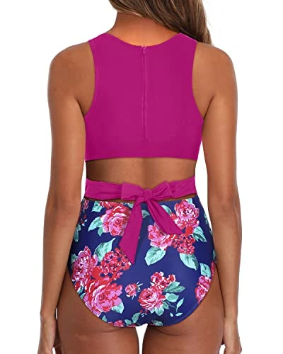 Sexy Monokini For Women Tummy Control Cutout Monokini-Pink Floral - Image 2