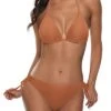 Summer Beach Cheeky Triangle Bikini Bathing Suit-Brown