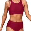 Women Two Piece Swimsuits High Waisted Bikini Set-Red