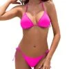 Triangle String Bikini Set Halter Top For Women-Neon Pink