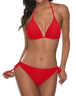2 Piece Boho Style Cheeky Triangle Bikini Bathing Suit-Red