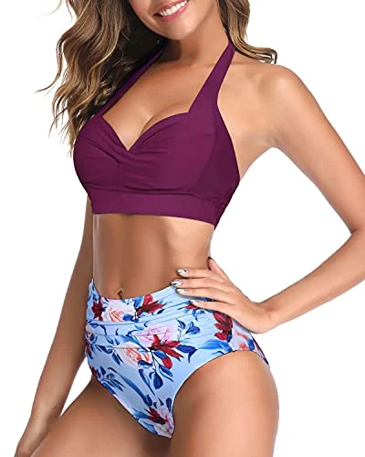Maximum Support Bikini Top Women's Bikini Swimsuits-Purple Floral - Image 4