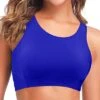 Women's High Neck Racerback Swim Crop Top Padded Bikini Top Bathing Suits