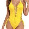 Slimming One Piece Bathing Suits Womens 1 Piece Swimsuits-Neon Yellow