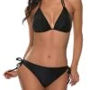 Women Two Piece Halter Padded Top Tie Side Bottom Triangle Bikini