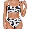 Stylish High Waisted Swimsuits Sporty Scoop Neck Bikini Set For Women