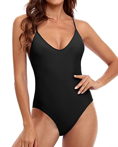 Women's Cross Back Swimwear Sexy One Piece Swimsuits-Black - Image 2