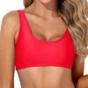 Sexy Crop Top Sports Bra Bathing Suit For Teen Girls And Women-Neon Red
