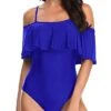 Charming Vintage Style Ruffle One Piece Swimsuit For Women-Royal Blue