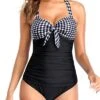 Women's Flattering One Piece Bathing Suits Halter Ruched Swimsuits With Tummy Control