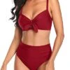 Cute And Sexy Bowtie Removable Bikini For Women Bathing Suits-Red