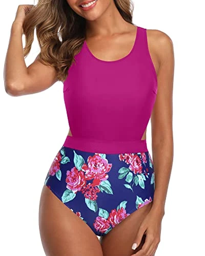 Sexy Monokini For Women Tummy Control Cutout Monokini-Pink Floral - Image 4