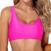 Stylish Sports Bra Bikini Top For Women's Swimwear-Neon Pink