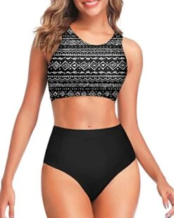 Sporty Swimsuits For Teen Girls High Waisted Two Piece Bikini Set