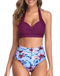 Maximum Support Bikini Top Women's Bikini Swimsuits-Purple Floral