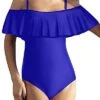 Padded Retro Style One Piece Swimsuit For Women-Royal Blue