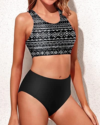 Sporty Swimsuits For Teen Girls High Waisted Two Piece Bikini Set - Image 2