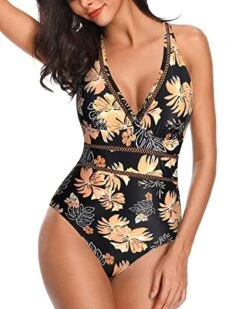 Women Halter Plunge V Neck One Piece Swimsuits Sexy MeshMonokini