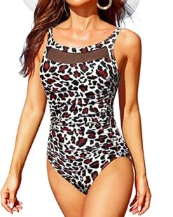 Tummy Control One Piece Swimsuits For Women Vintage Mesh Bathing Suits