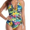 Removable Padded Push Up Tummy Control One Piece Swimsuits-Colourful