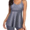 Fashionable Swimwear 2 Piece Tummy Control Bathing Suits-Grey Tribal